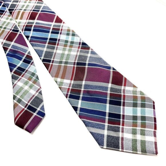 Croft & Barrow Multi Colored‎ Silk Tie Woven Tartan - Picture 1 of 6